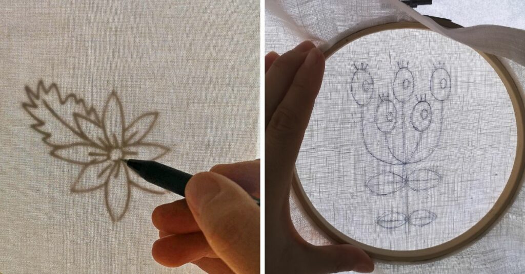 tracing patterns on fabric: Pattern transfer with lightbox method