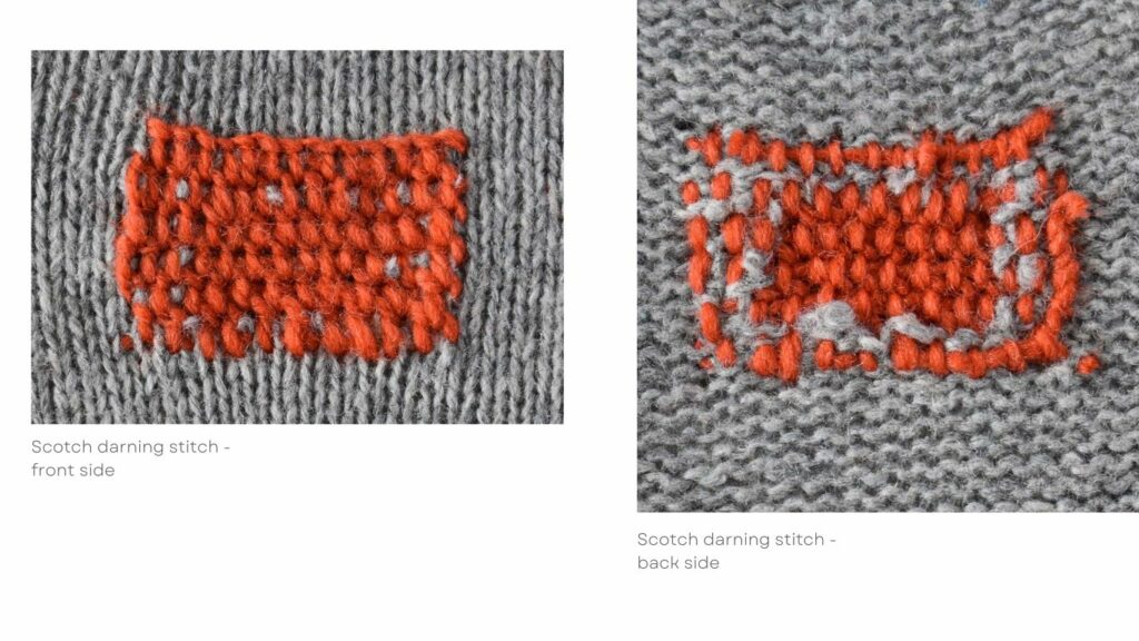 Scotch-Stopfstich - Vorder- und Rückseite