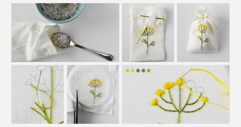Tutorial DIY de bolsitas perfumadas con bordado floral