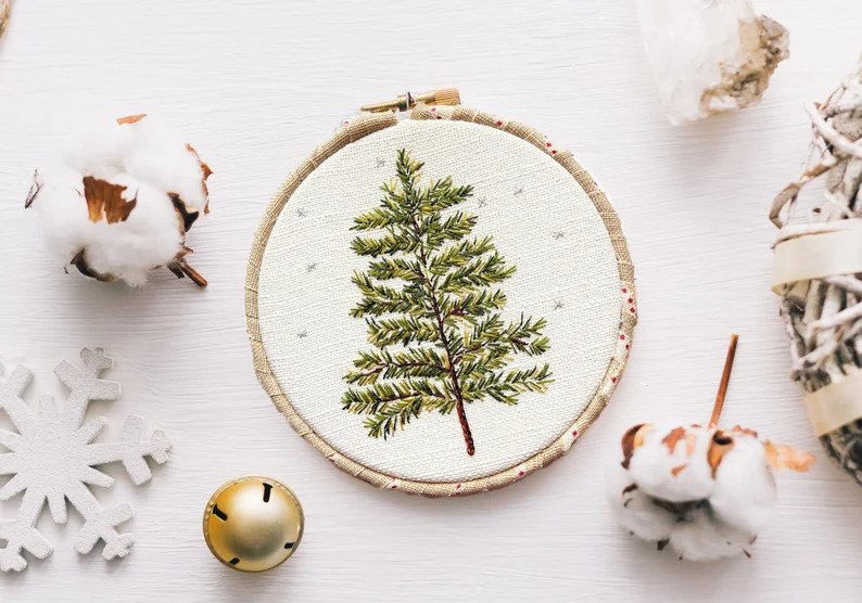 Modèle de broderie d'arbre de Noël