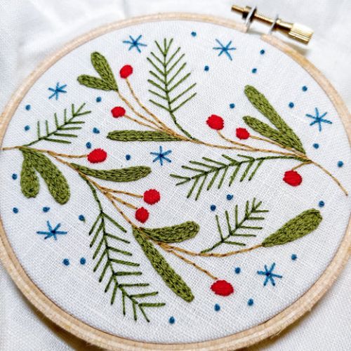 Décorez les halls Motif de broderie à la main de Noël par Cozy Blue
