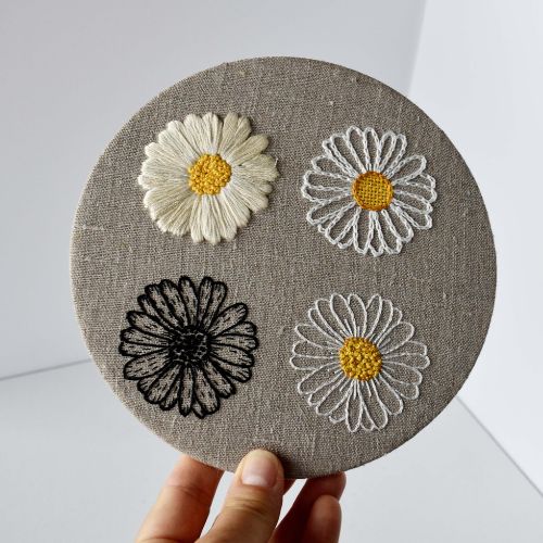 Broderie florale encadrée sans cerceau extérieur