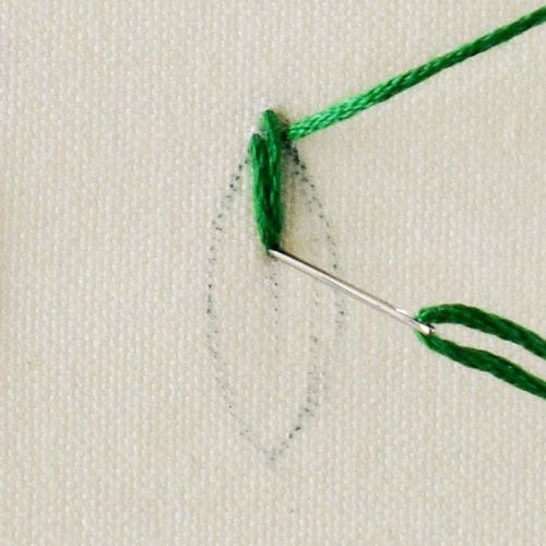 Point de broderie de feuille étape 3