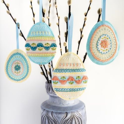 Embroidered felt Easter eggs Pattern on Etsy