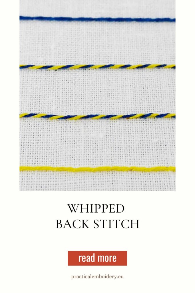 whipped back stitch embroidery tutorial pin image
