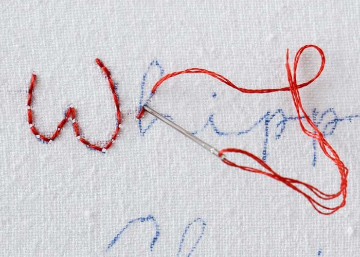 Punto indietro montato passo 1