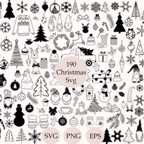 Christmas Outline Clipart on Creative Fabrica
