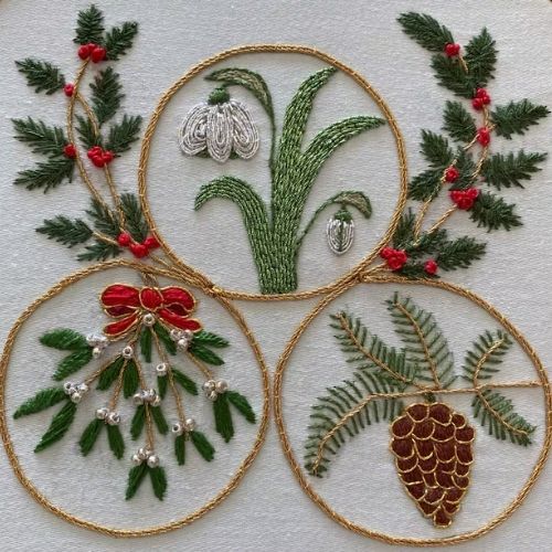 Goldwork Elizabethan style winter embroidery kit on Etsy