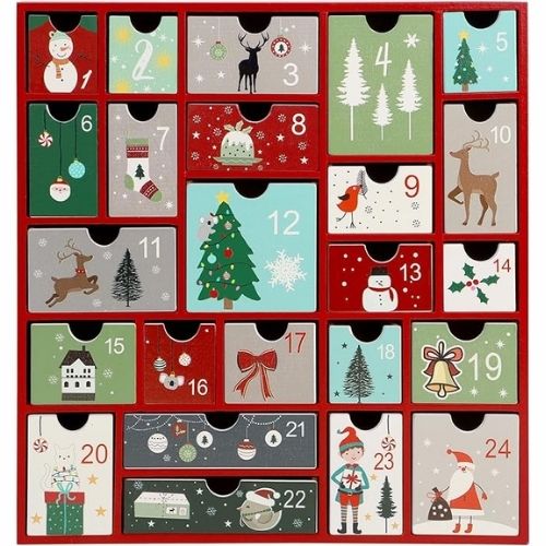 Wooden Christmas Advent Calendar with 24 Drawers on Amazon
