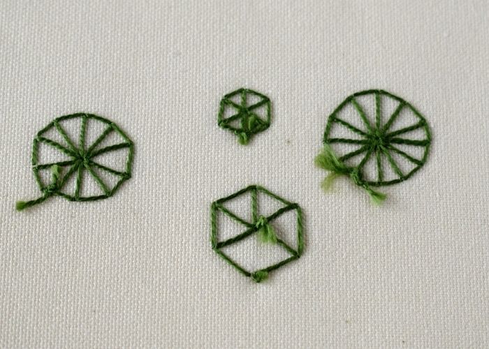 Broderie Oelet Wheel Stitch - envers