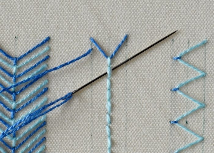 Broderie au point de mouche bicolore Étape 14