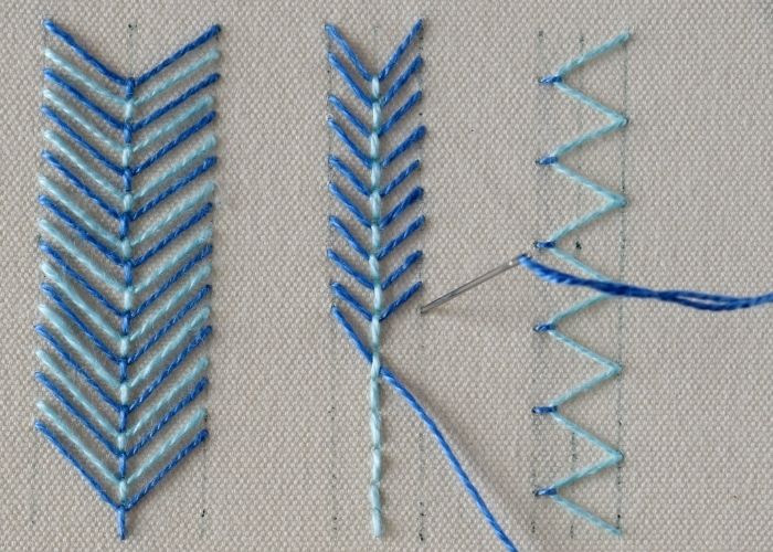 Broderie Fly Stitch bicolore Étape 15