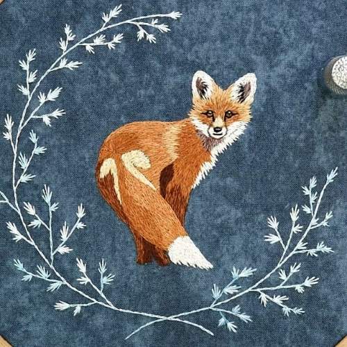 Fox Thread Painting Stickanleitung von MyFabricHeaven auf Etsy
