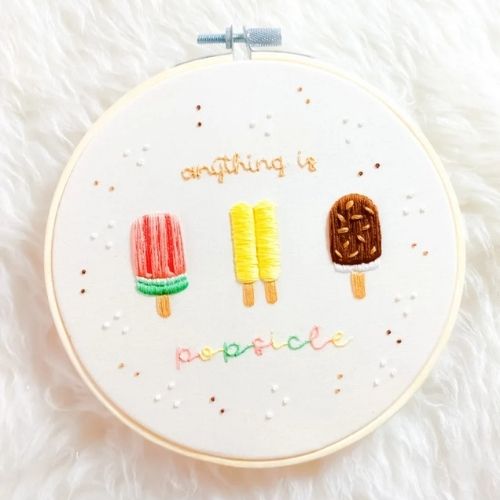 Anything Is Popsicle - summer hand embroidery design by NeedlessDesigns on Etsy