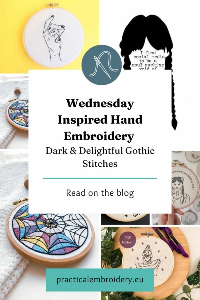 Wednesday Addams Inspired Embroidery to Try PIN image