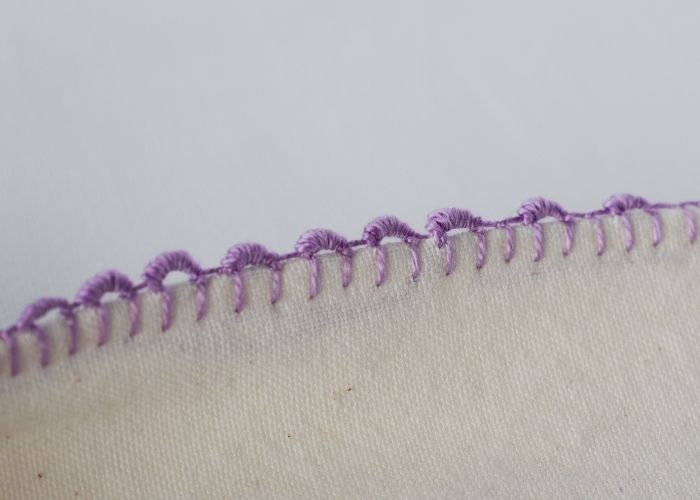Bullion Picot Buttonhole Edging double sided stitch with pearl cotton thread image